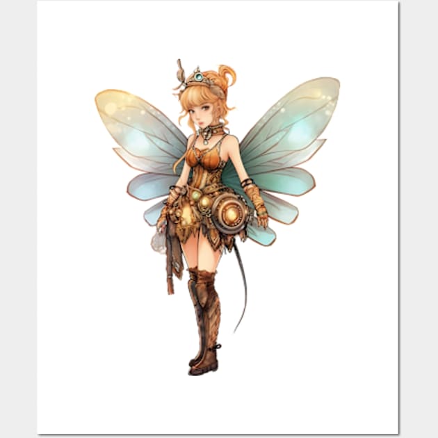 Watercolor Steampunk Fairy Girl #4 Wall Art by Chromatic Fusion Studio